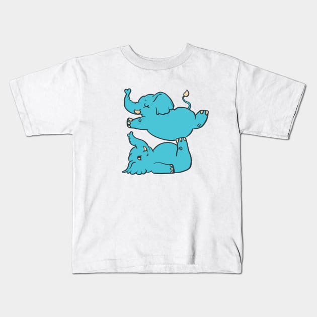 Acroyoga Elephants Kids T-Shirt by huebucket